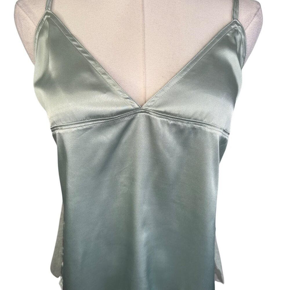 ZARA Sage Green Medium Satin & Knit Reversible Camisole With Tie Back Detail